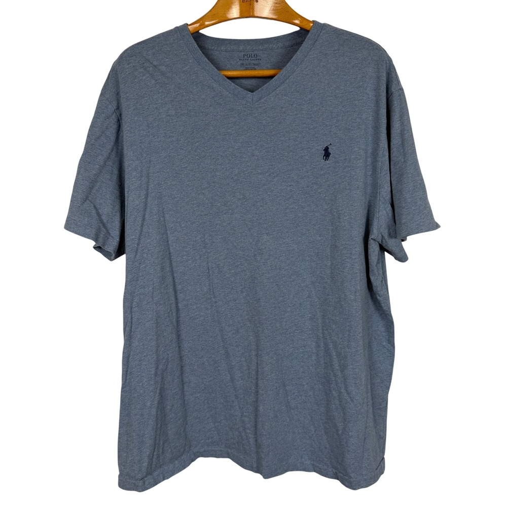 Polo Ralph Lauren Men's 1XB Blue V Neck T Shirt Pony Logo Big & Tall